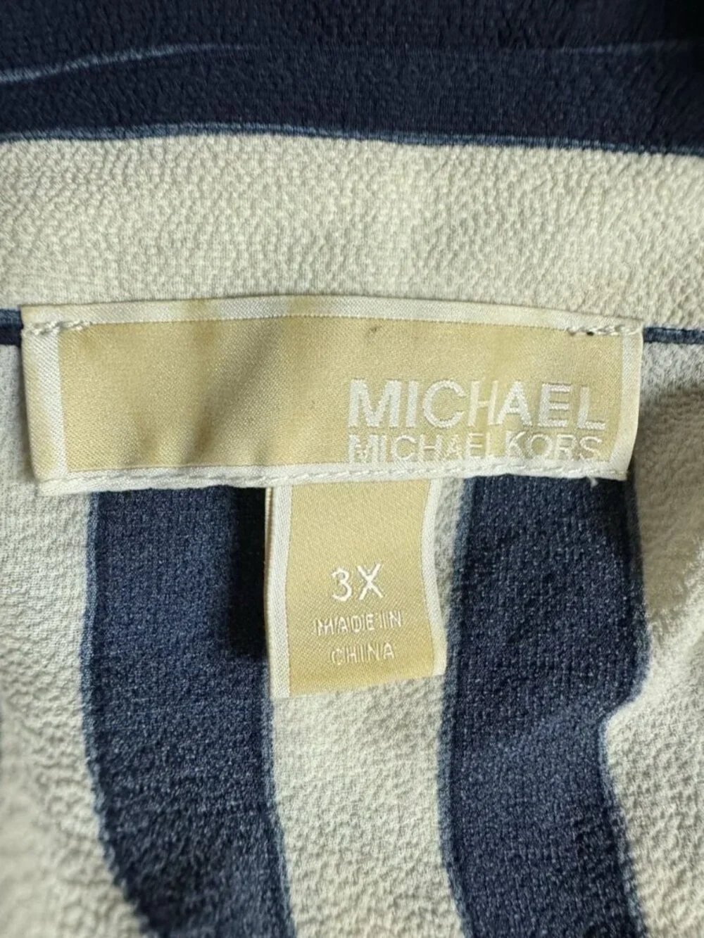 Michael Michael Kors 3X Navy White Striped Button Front Blouse Nautical